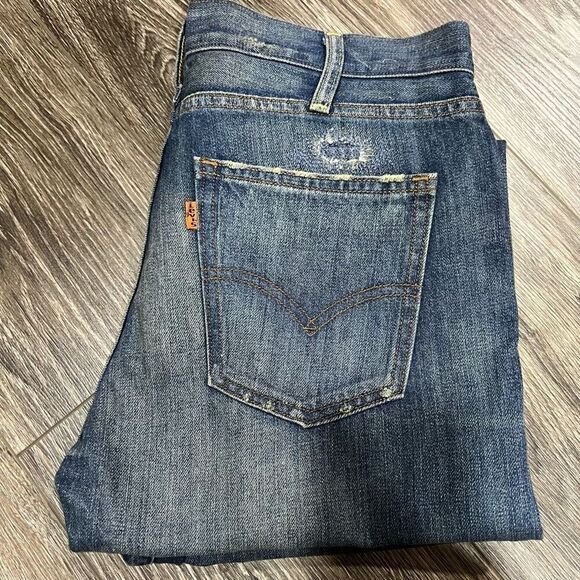 Levi’s Orange Tab Size 28 distressed Patched Denim Jeans - Picture 1 of 7